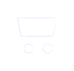 A white and glassmorphic shopping trolley
