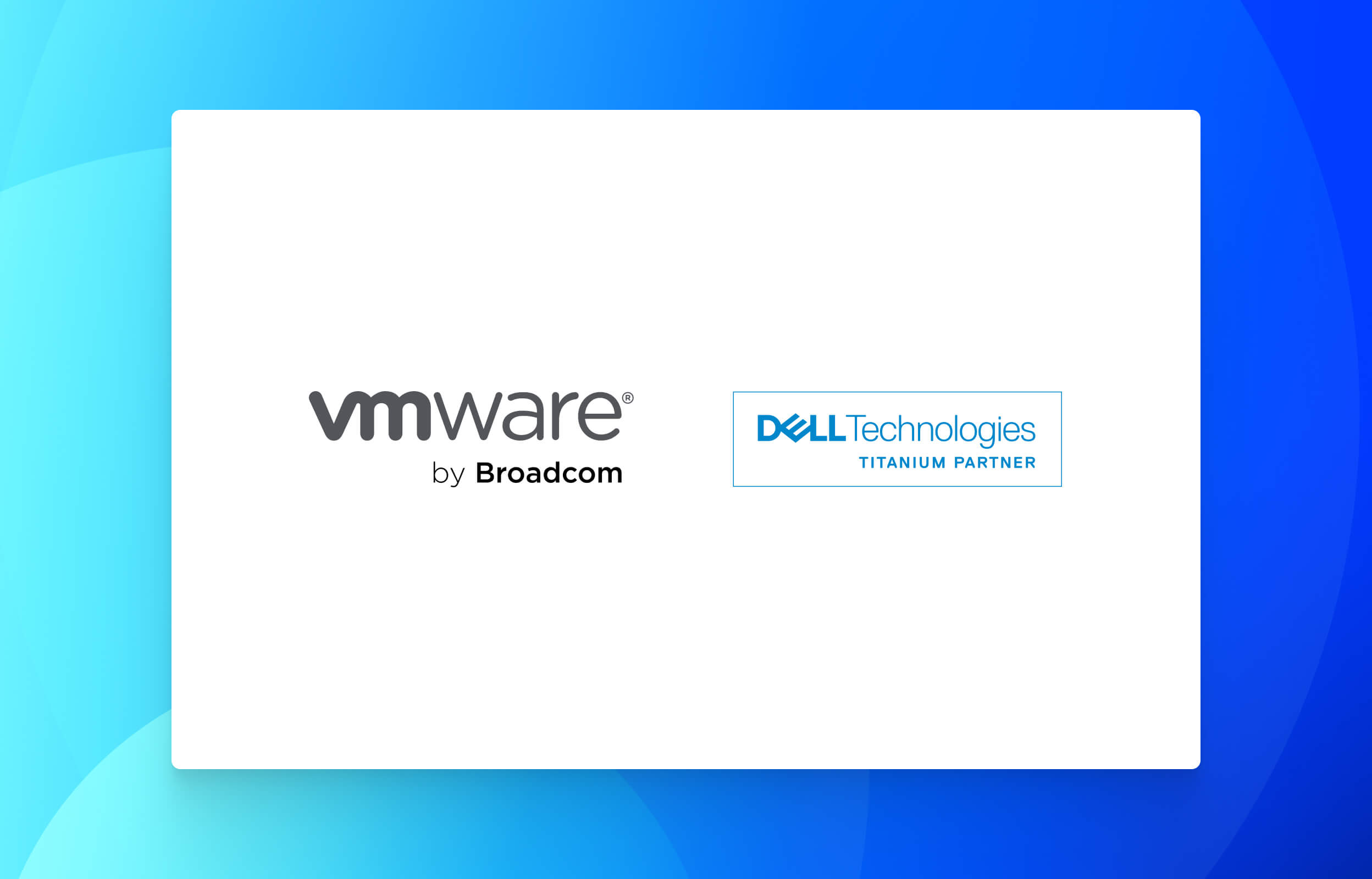 VMWare and Dell Technologies logo lockup with Datacom cloud artwork