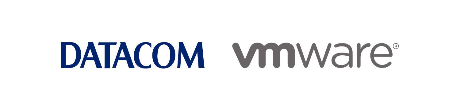 Brand logos for Datacom and VMware