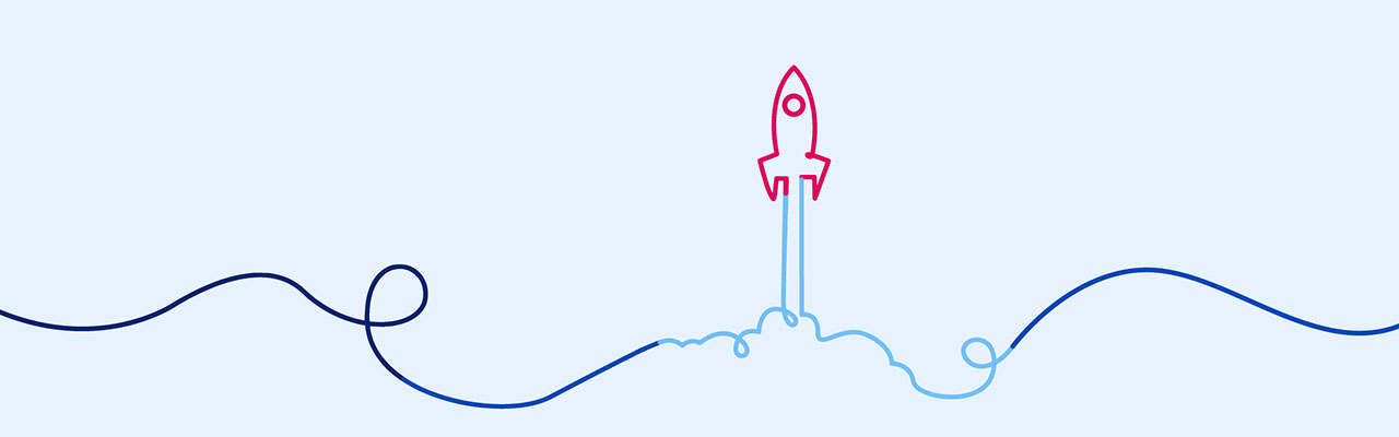 Datacom illustration of a rocket taking off