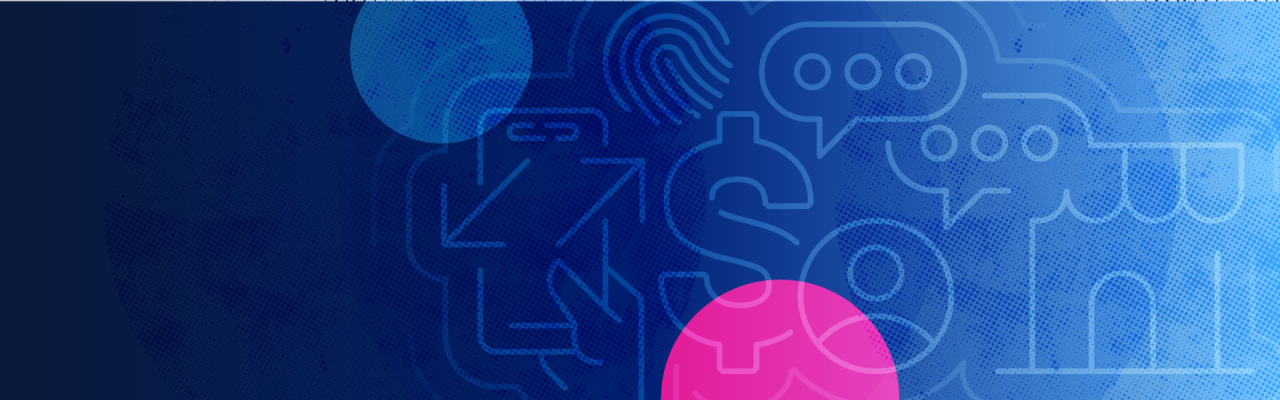Datacom blue payroll resource banner image with icons and a blue and pink circle