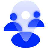 Local expert icon featuring two people behind a location pin