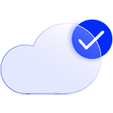 A cloud and a tick in a circle