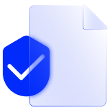 Governance and catalog solutions icon featuring a checkmark inside a shield alongside a document