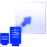 A pair of servers with an arrow pointing upwards to the right