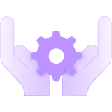 Hands supporting a cog wheel