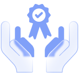 Hands holding a ribbon icon
