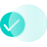 A checkmark alongside to a circle