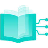A book of knowledge with circuit connecting dots and lines
