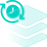 A check mark inside circular rotating arrows alongside a stack of document