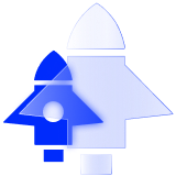 A translucent rocket and a solid rocket