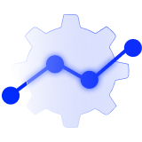 A cog with a upward trend analytics graph