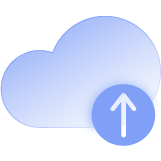 A cloud with an upwards pointing arrow