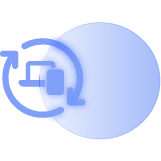 Devices inside circular rotating arrows alongside a circle