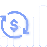 An upward trending bar graph with a dollar sign