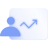 A person alongside an upward trending arrow