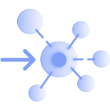 An arrow point towards a deployment point with multiple branches