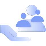 A hand holding a group of people