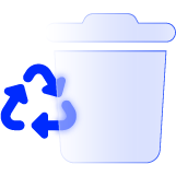 A recycling symbol alongside a rubbish bin