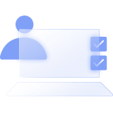 A user alongside a laptop with check marks