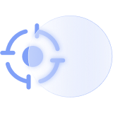 A crosshair alongside a circle lens