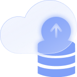 A cloud and a database server with an up arrow