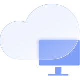 A cloud and a desktop computer
