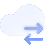A cloud with back and forth arrows