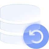 A database server and a left rotation circular arrow