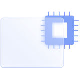A rectangle and a GPU chip