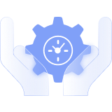 Hands holding a cog with a clock inside
