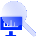 An analytics dashboard and a magnifying glass