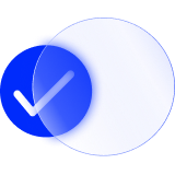A checkmark alongside to a circle