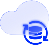 A clog alongside a database inside circular rotating arrows