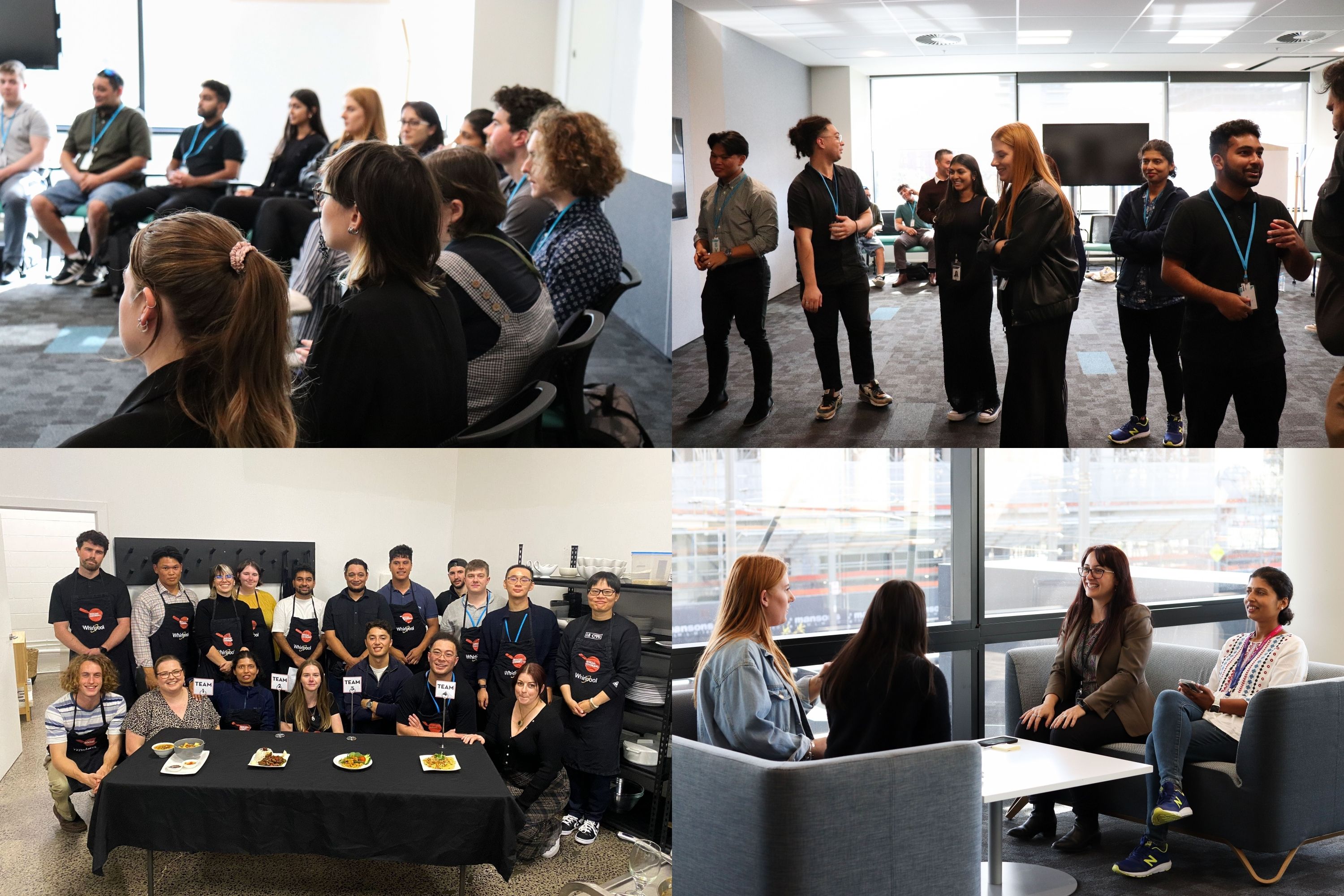 Four different group shots from Talent Elevator week