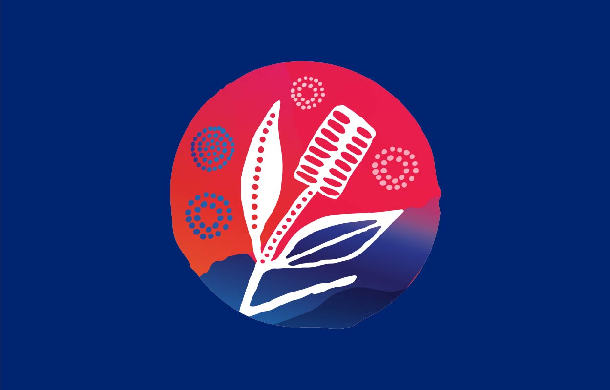 A colourful icon showing an Australian seed pod symbolising a sustainable future