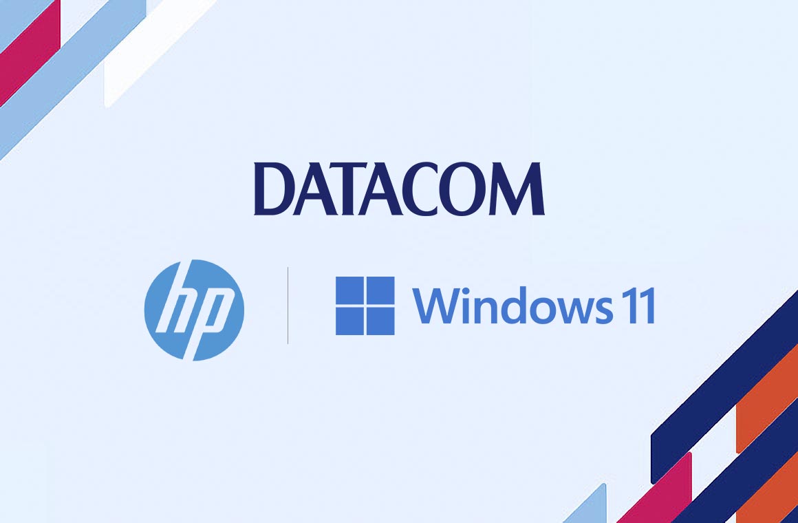 Datacom, HP and Windows 11 partnership logo lockup