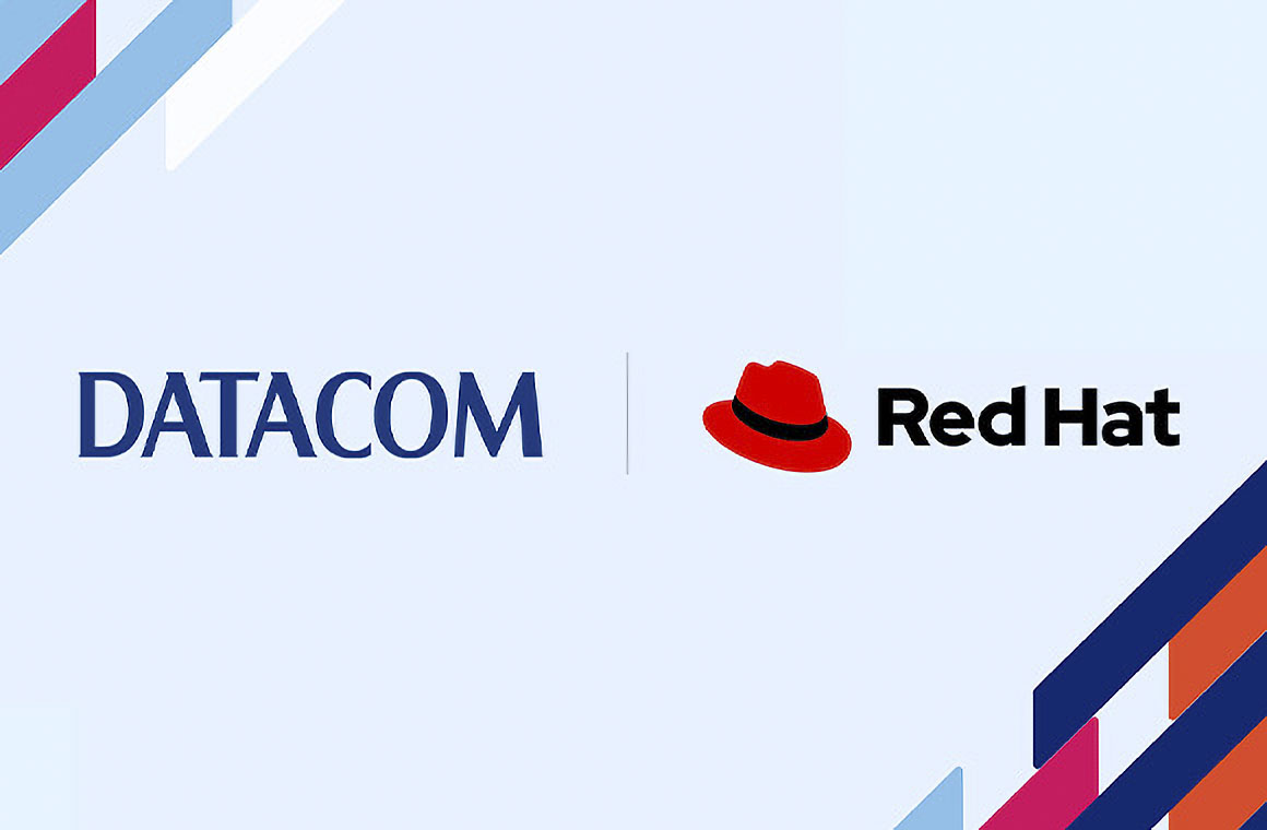 The Datacom and Redhat logos