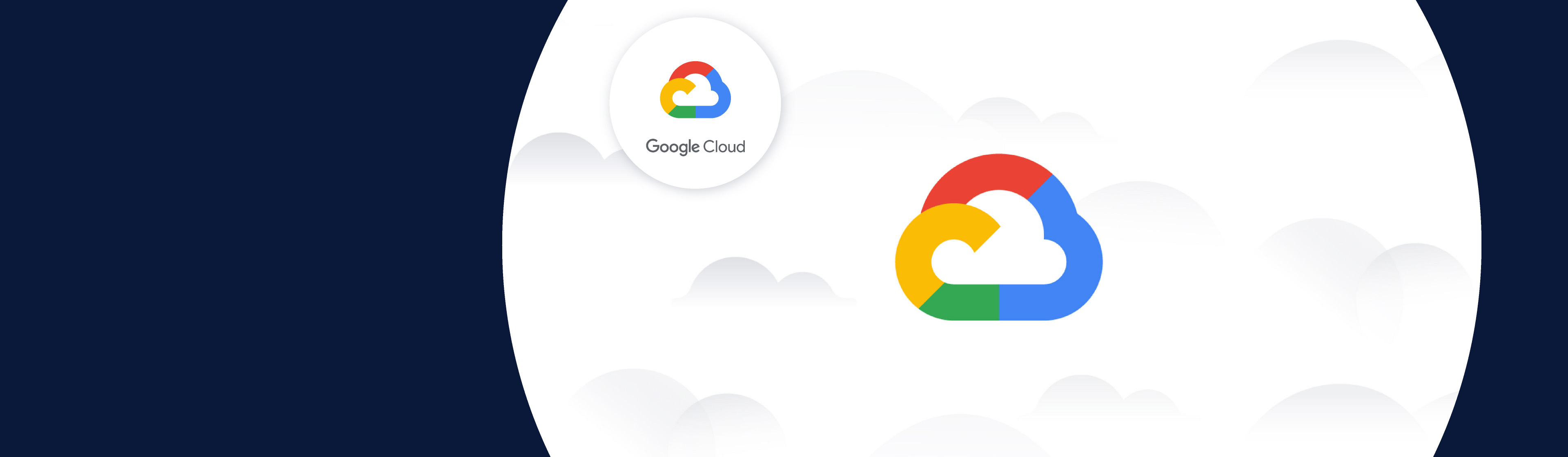 The Google Cloud icon amongst a white cloud background