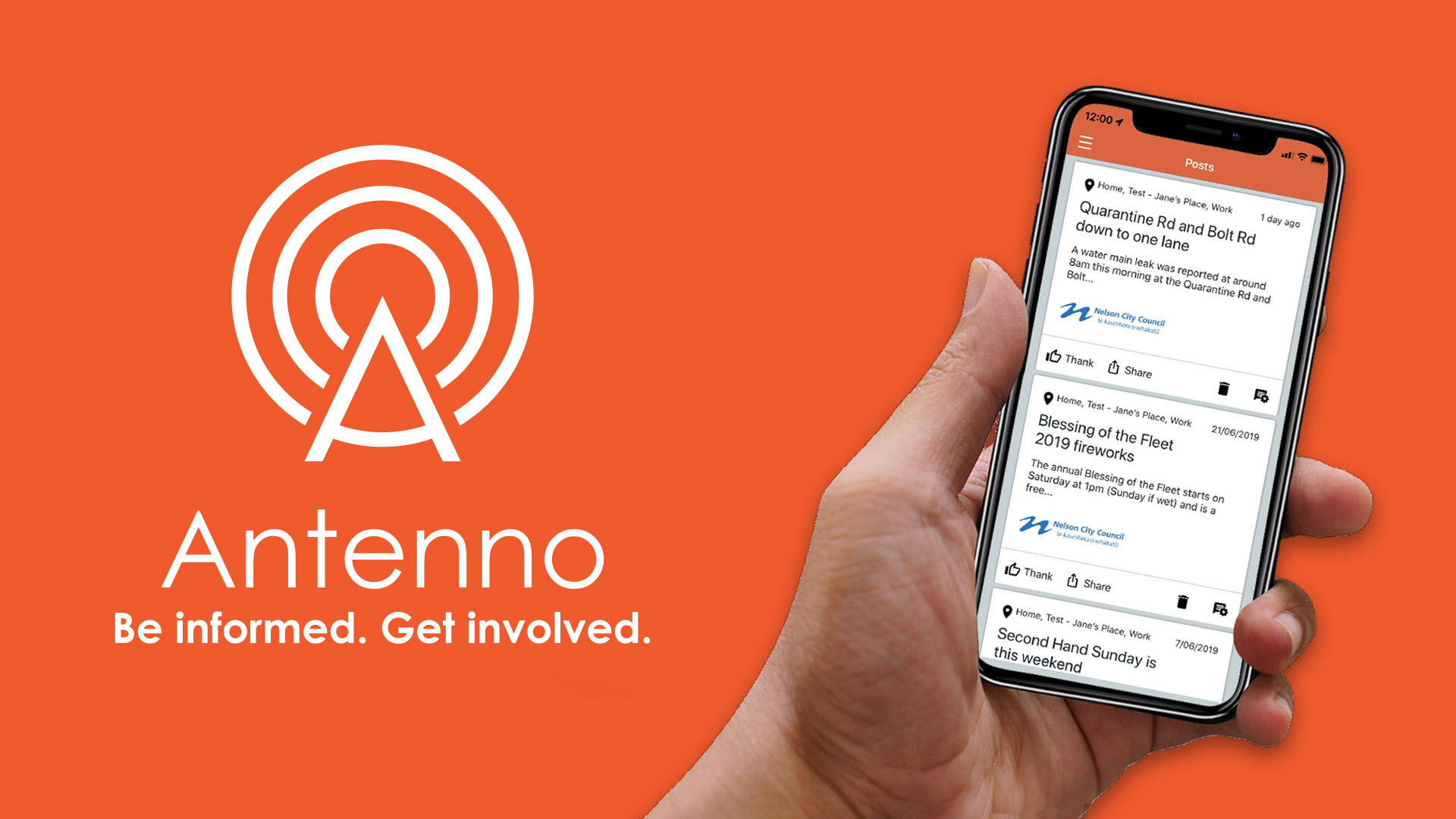A mobile phone displaying the Antenno app