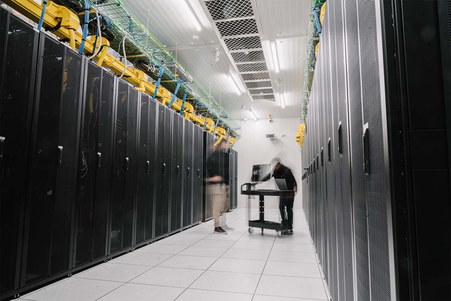 Interior server room at Datacom data centre in Auckland