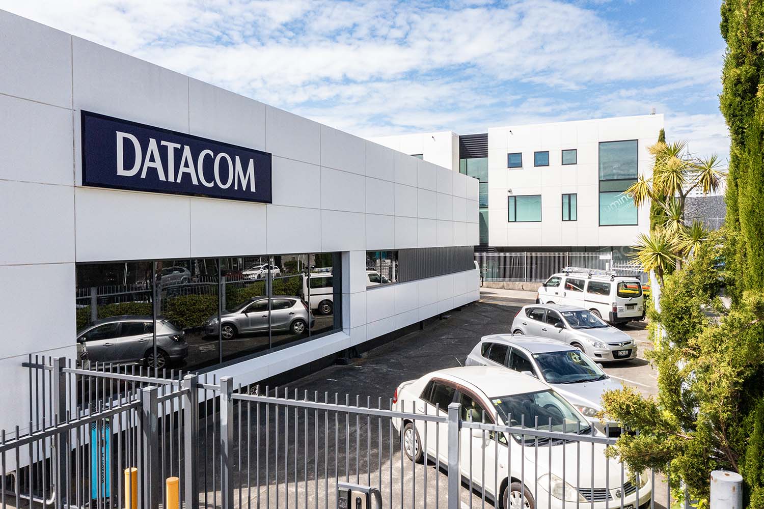 Exterior parking at Datacom's Gloucester data centre in Christchurch 