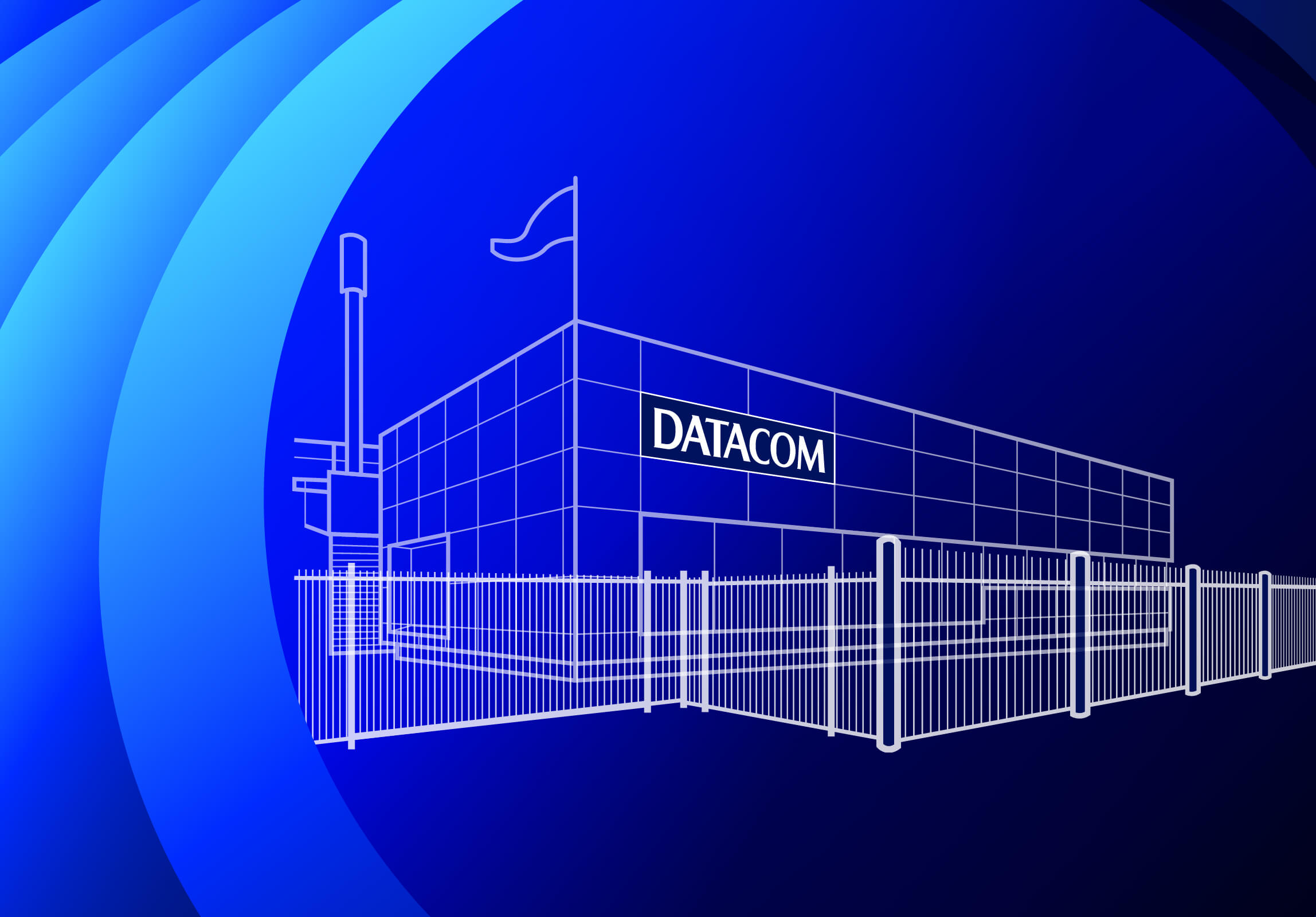 Line drawing of Datacom's 'Gloucester' Christchurch data centre