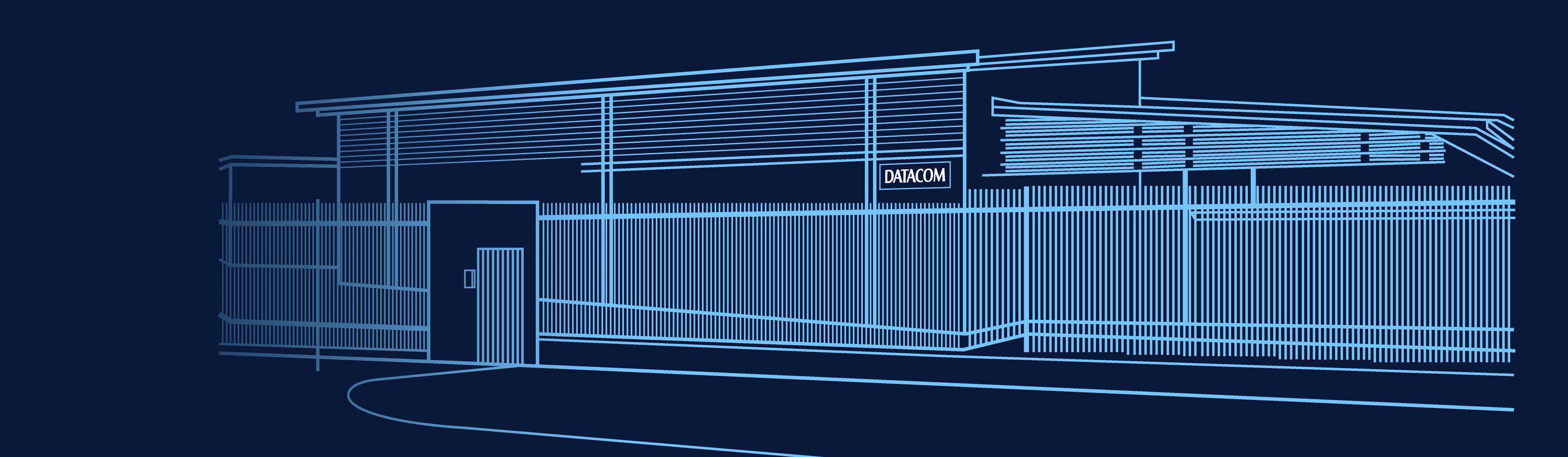Line drawing of Datacom's Hamilton 'Kapua' data centre