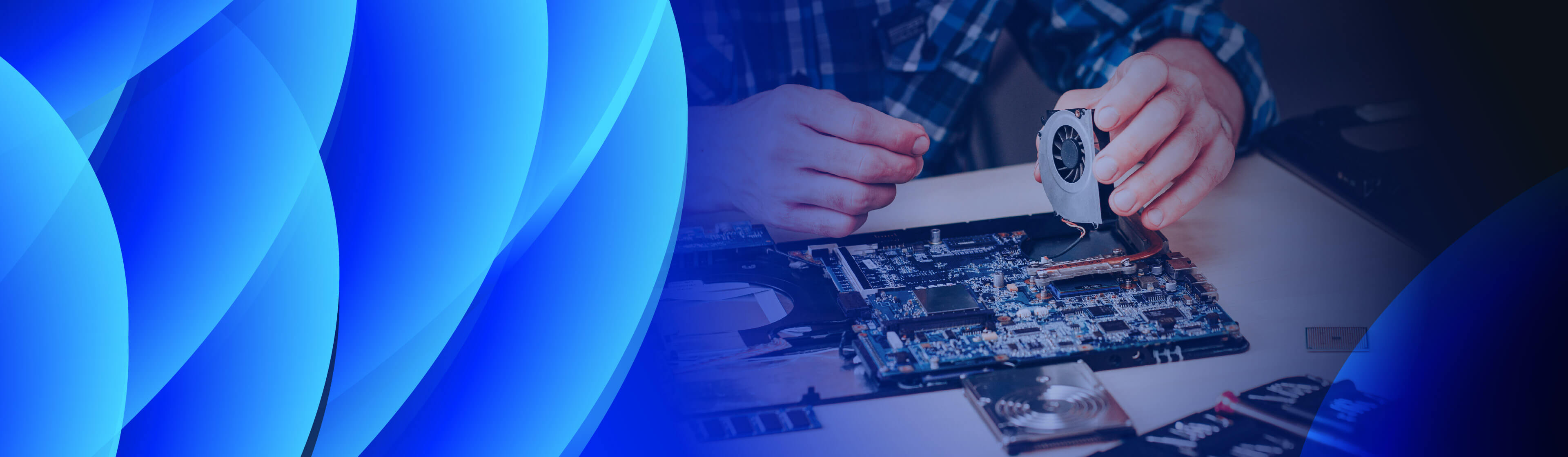 Close up of technician repairing computer hardware