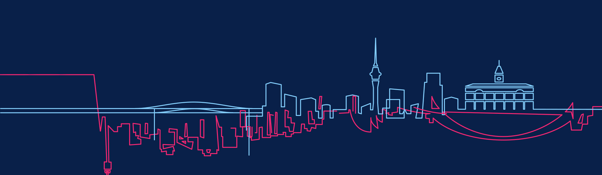 Illustration of the Auckland and Sydney skylines