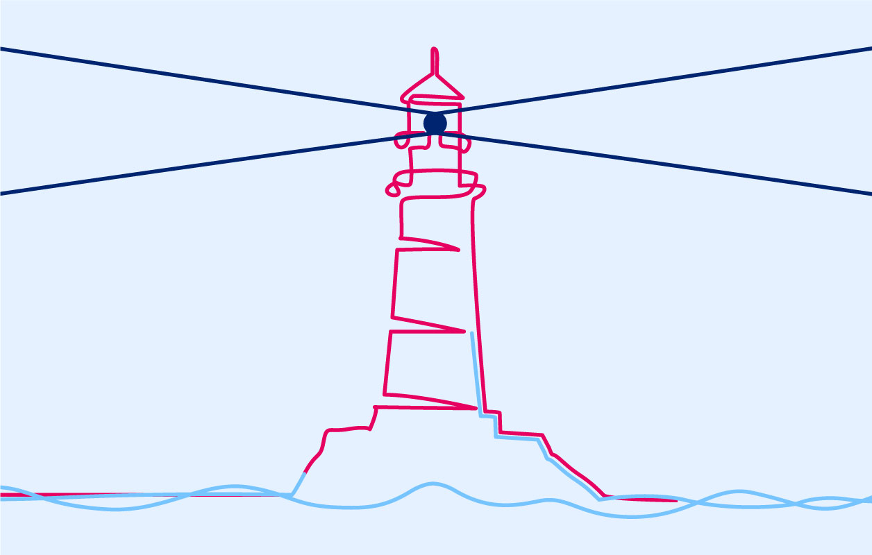 Datacom branded lighthouse illustration
