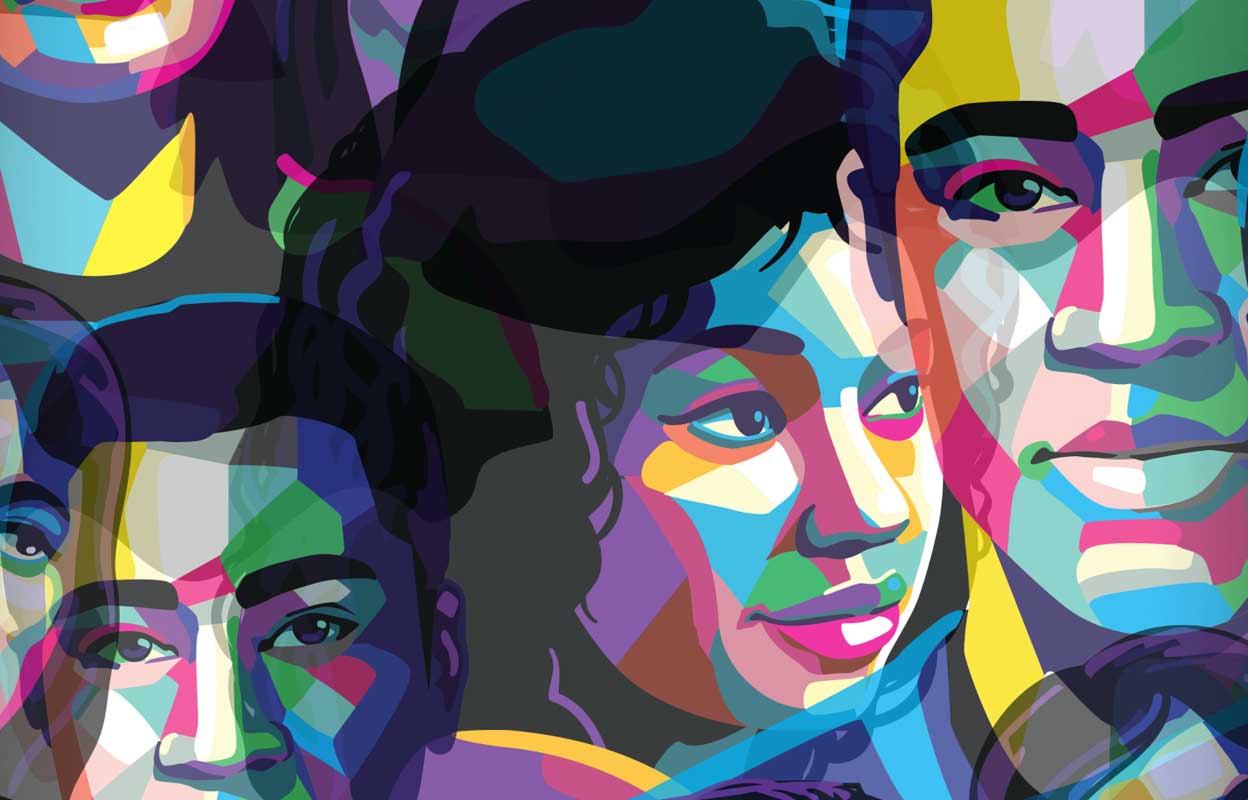 Colourful portrait illustrations of young people