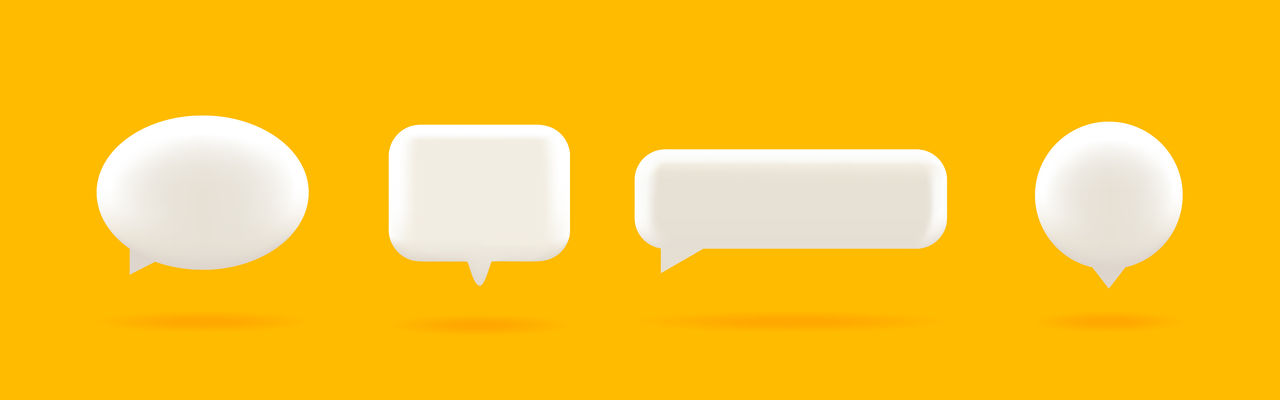 3D speech bubbles on yellow background