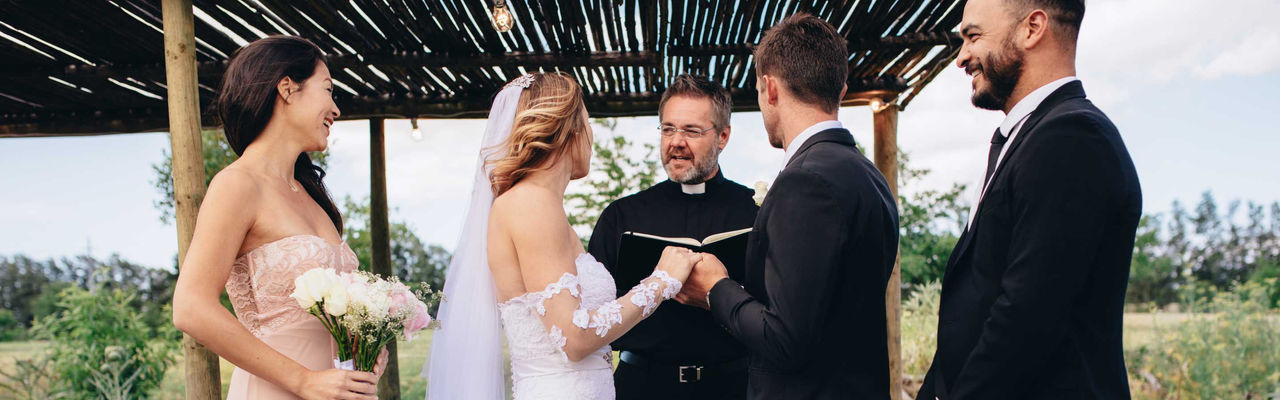 An outdoor wedding ceremony